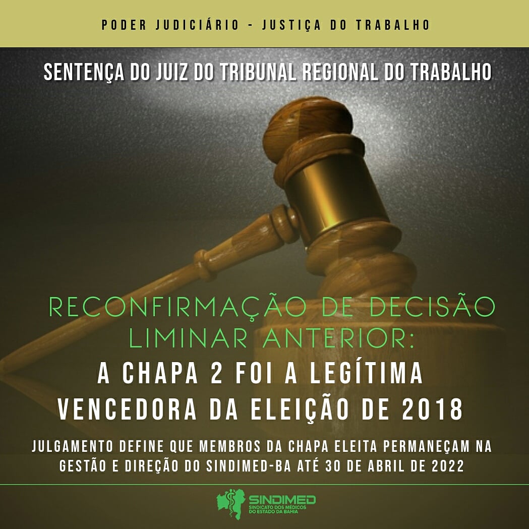 Justiça reconhece a Chapa 2 como a legítima vencedora das eleições 2018